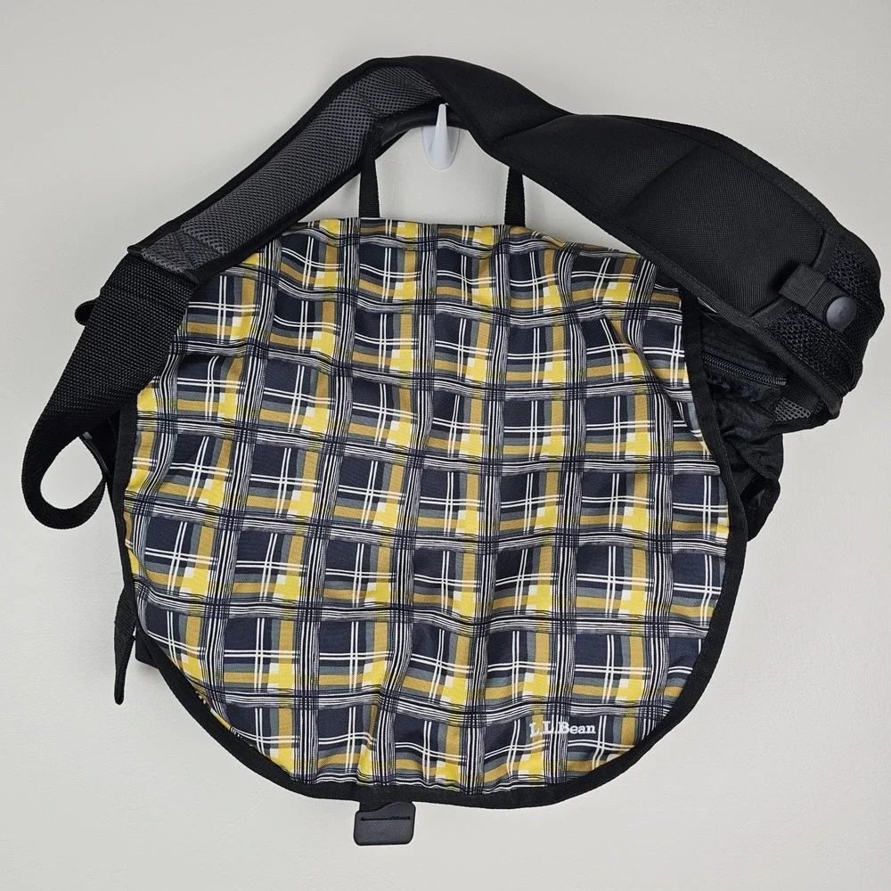 LL Bean Messenger Bag Large Yellow Plaid Crossbody Laptop Satchel Utility